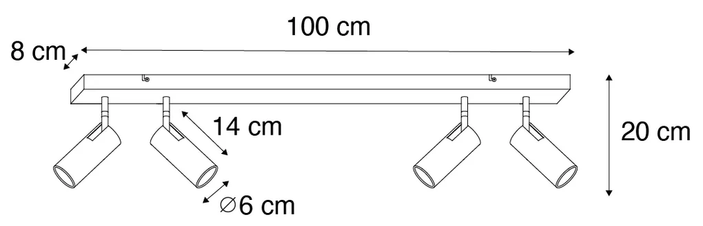 Moderne plafondSpot / Opbouwspot / Plafondspot zwart met brons 4-lichts verstelbaar - Renna Modern GU10 Binnenverlichting Lamp