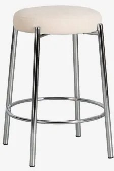 Pack Van 4 Hoge Krukken Bekleed En Van Ijzer Zantria ↑65 Cm & Chenille Crèmebeige - Sklum