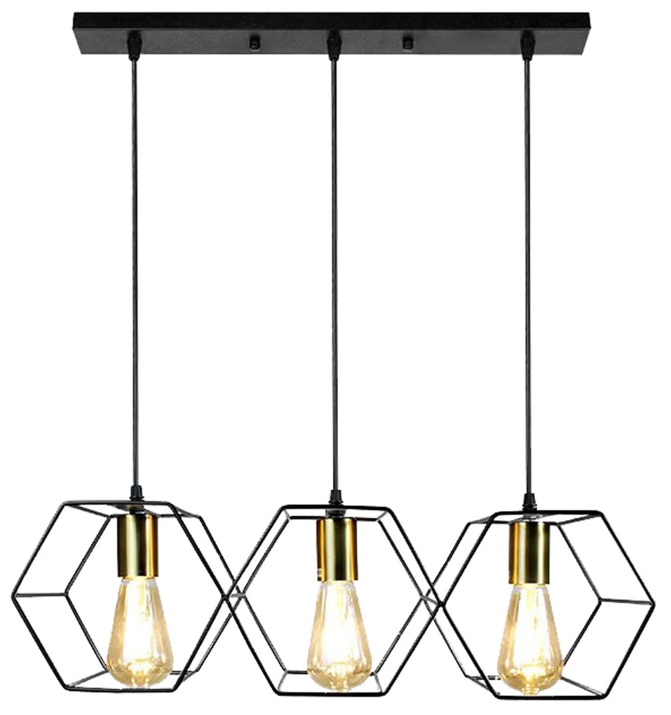 Hanglamp APP1132-3CP Zwart Goud