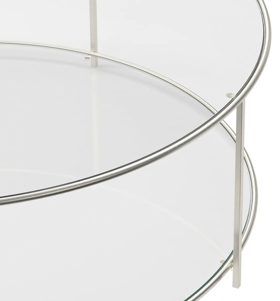 Ronde salontafel in gesatineerd nikkel , Sybil