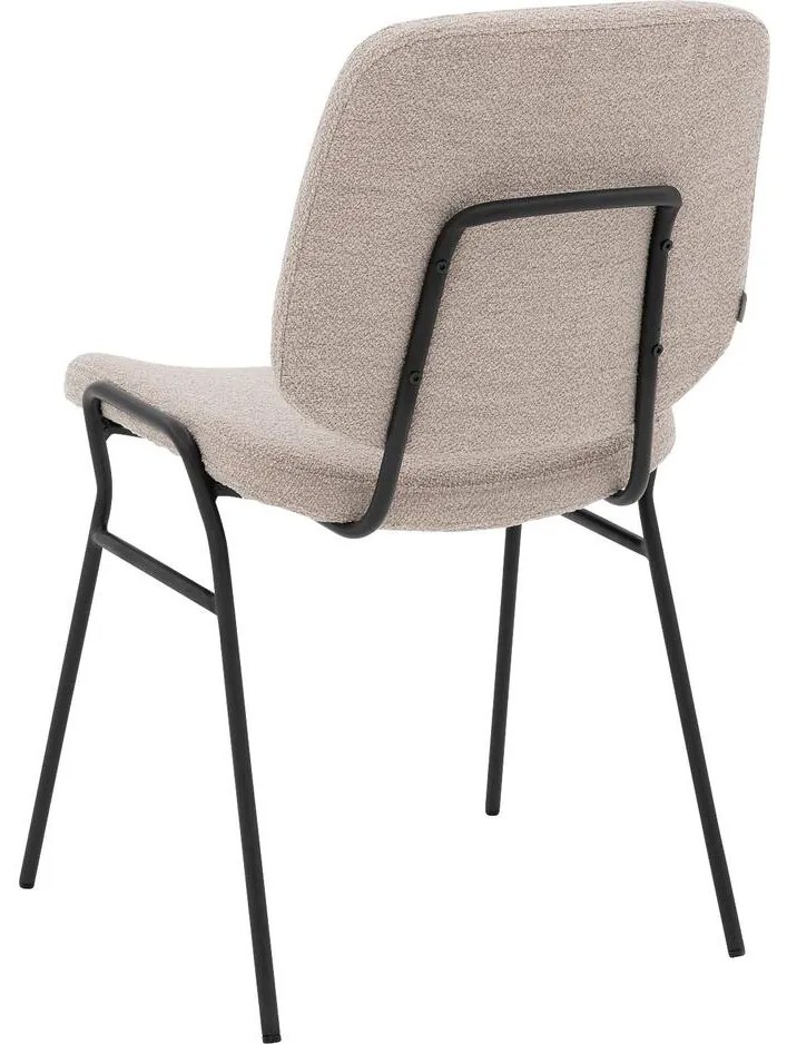 Goossens Eetkamerstoel Hjalmar beige stof leuning, modern design