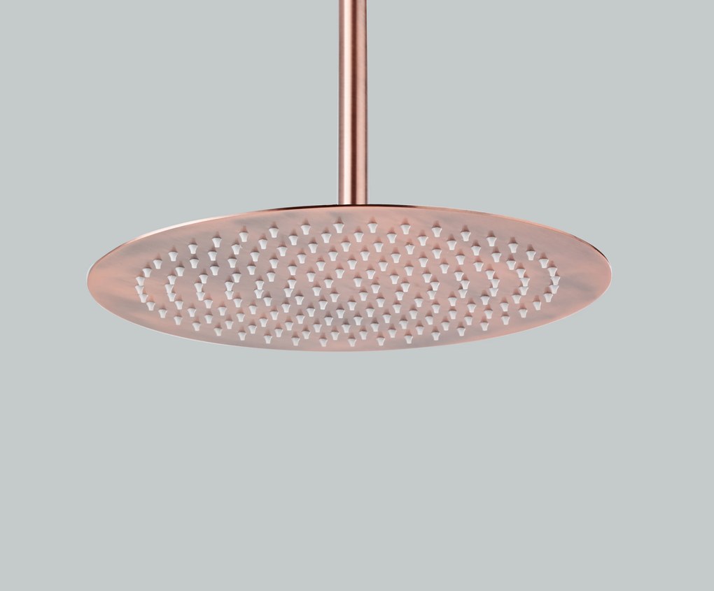 Saniclear Copper inbouwregendouche 30cm rond met plafondarm, 3 standen handdouche en glijstang geborsteld koper