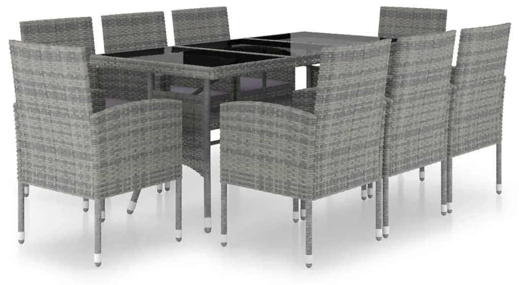 vidaXL 9-delige Tuinset poly rattan antracietkleurig en grijs