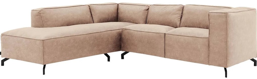 Goossens Bank Calvin beige, micro leer, 2-zits, modern design met ligelement links