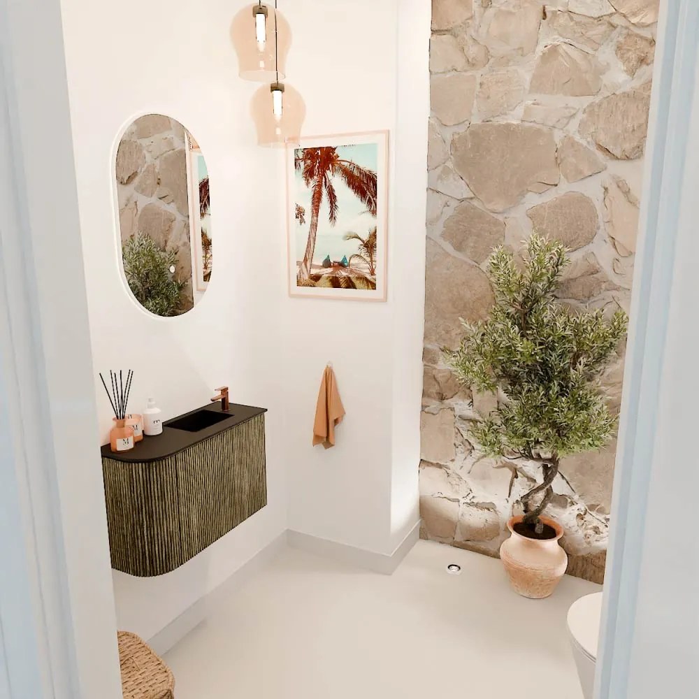 Mondiaz Joya 60cm toiletmeubel ronding links dusk met wastafel faye rechts 1 kraangat urban