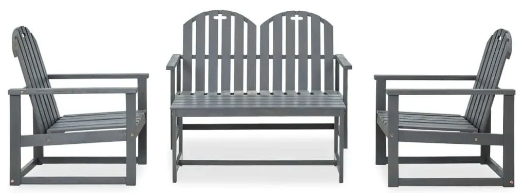 vidaXL 4-delige Loungeset massief acaciahout grijs