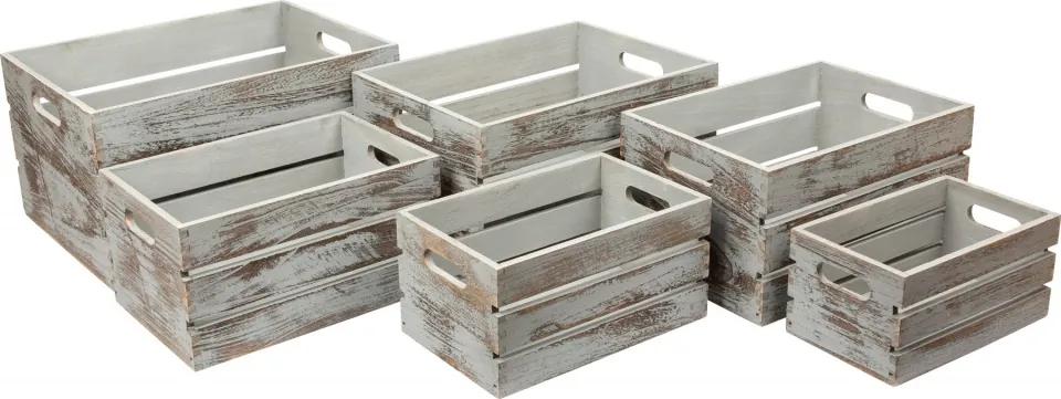 Opbergboxen Vintage Grey hout 40-25 cm 6-delig