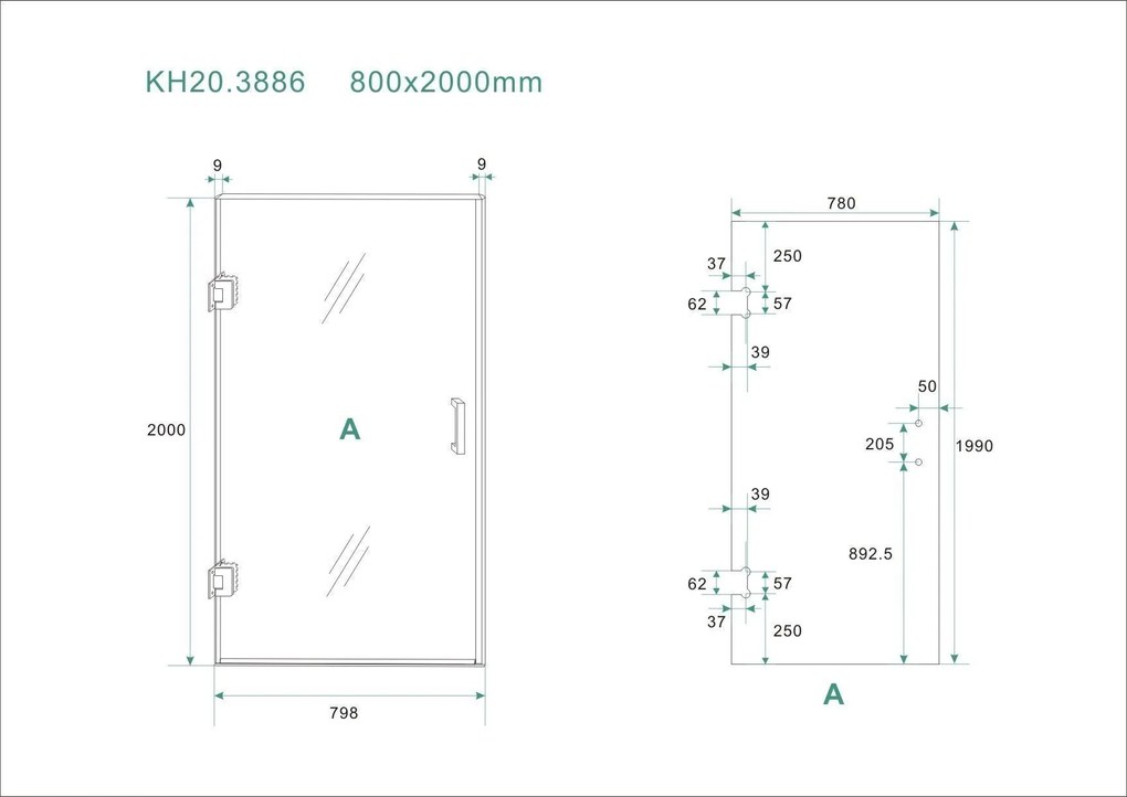 Mueller Clean profielloze douchedeur 80x200cm Anti-kalk