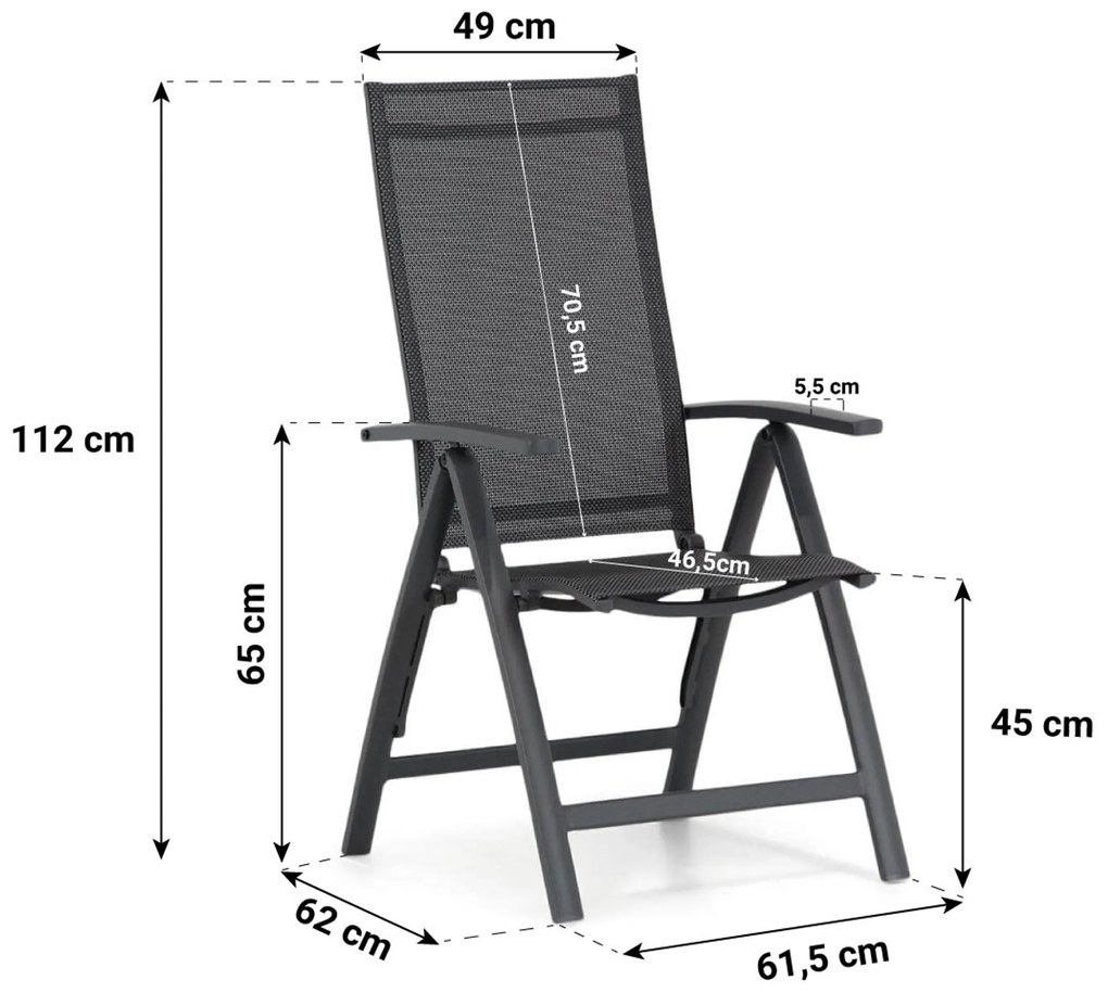 Tuinset 4 personen 180 cm Aluminium/textileen Grijs Presto Donato/Pallazo