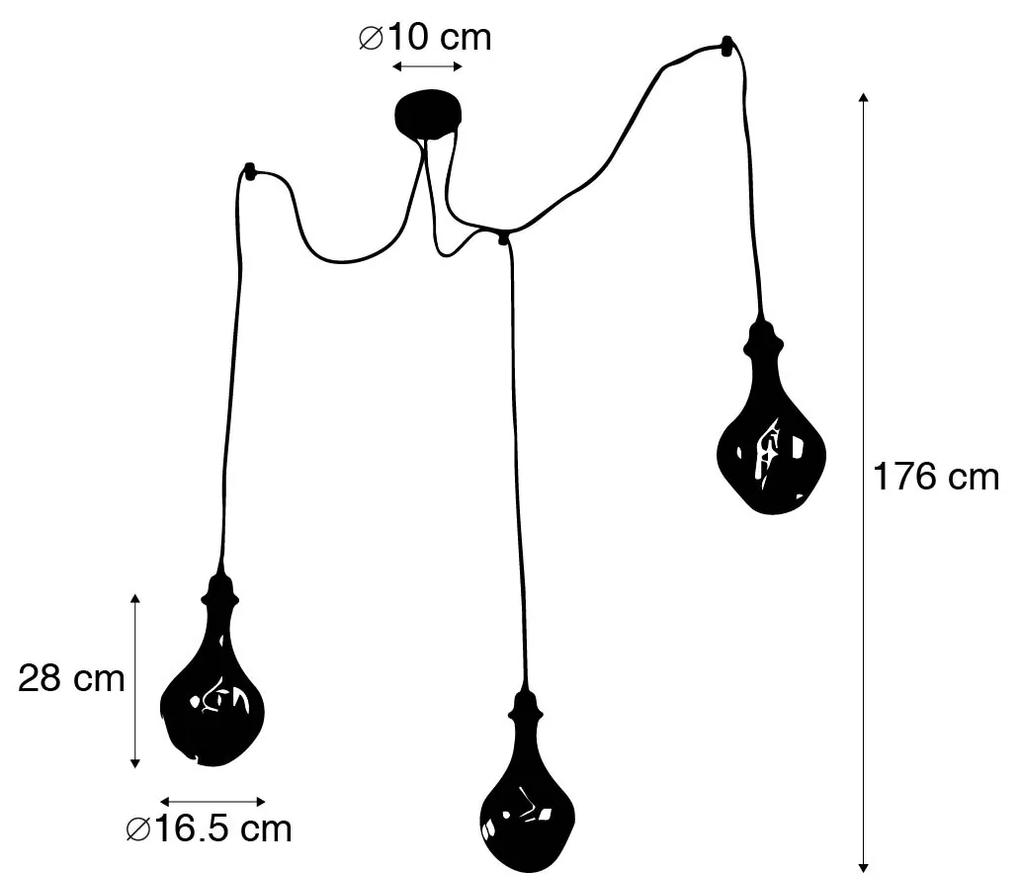 Hanglamp zwart 3-lichts incl. LED spiegel goud dimbaar - Cava Luxe Modern Minimalistisch rond Binnenverlichting Lamp