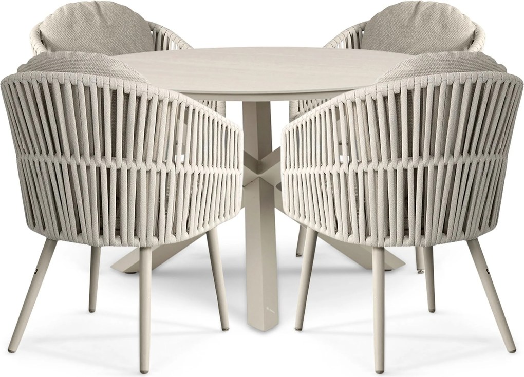 Tuinset 4 personen 120 cm Rope Zand/Beige Santika Furniture Santika