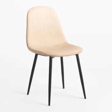 Set Van 4 Eetkamerstoelen In Imitatieleer Glamm Beige – Crème & Zwart - Sklum