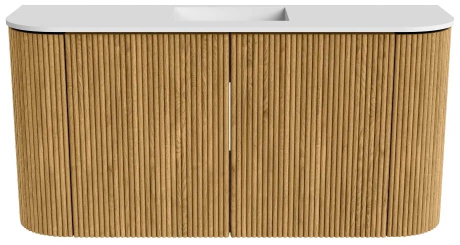 Mondiaz Joya 85cm toiletmeubel ronding links/rechts oak met wastafel faye midden 1 kraangat talc