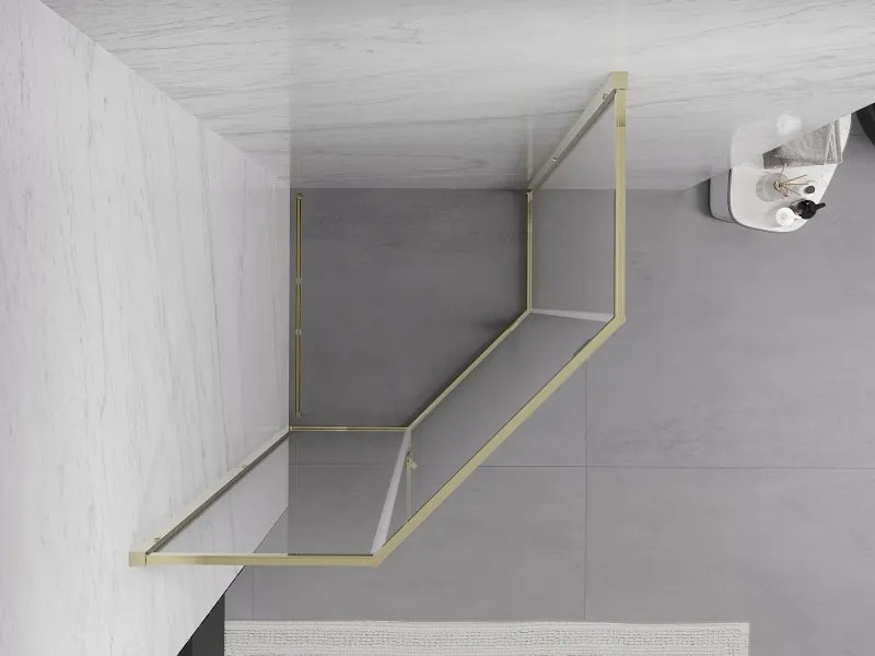 Mexen Exo-R vijfhoekige draaideur douchecabine 90 x 90 cm, transparant, goud - 812-090-090-50-00