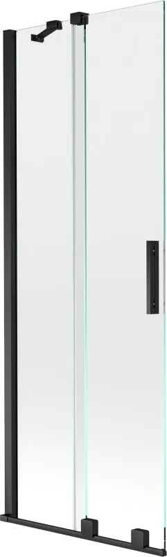 Mexen Velar 2-delige verschuifbare badkuipscherm 75 x 150 cm, transparant, zwart - 896-075-000-01-70