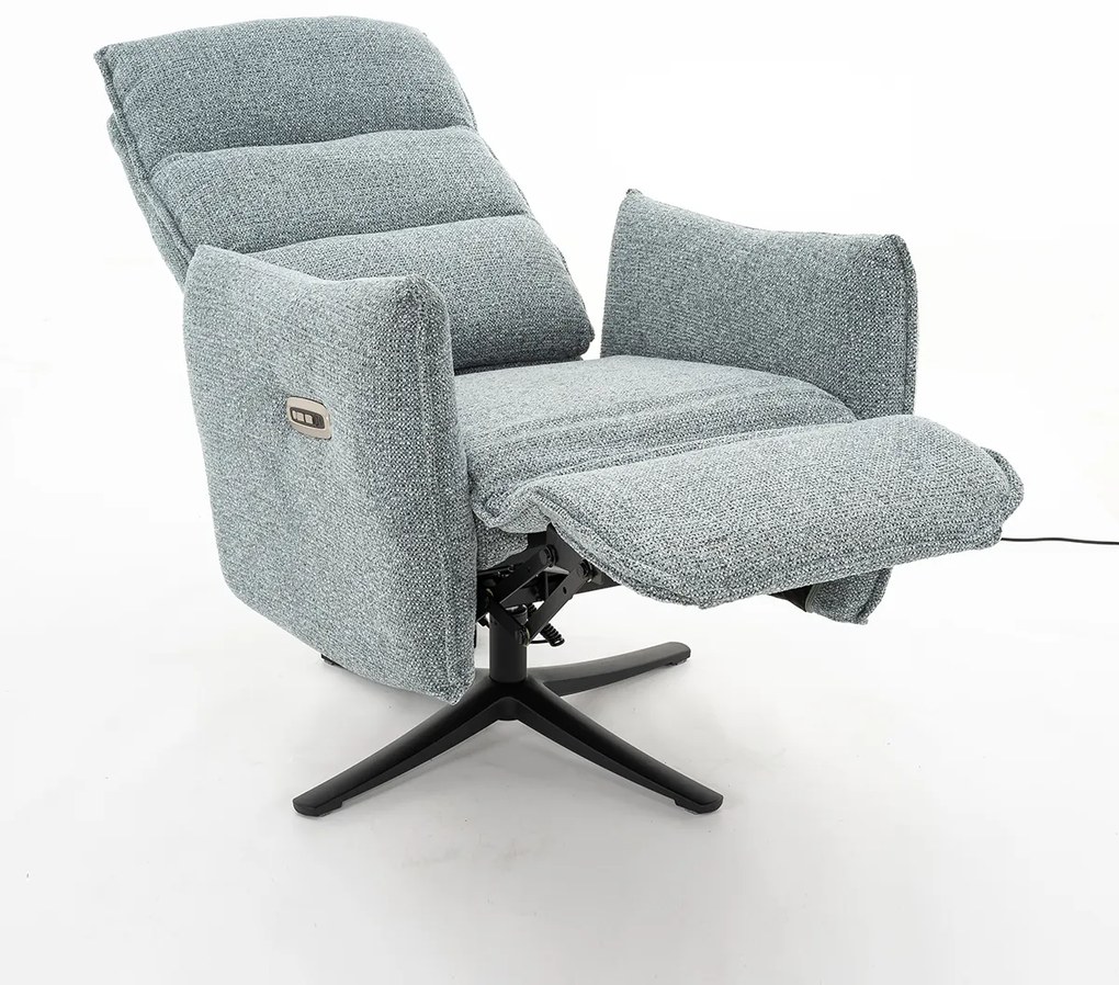 Elektrische Relaxfauteuil Stof Lichtblauw