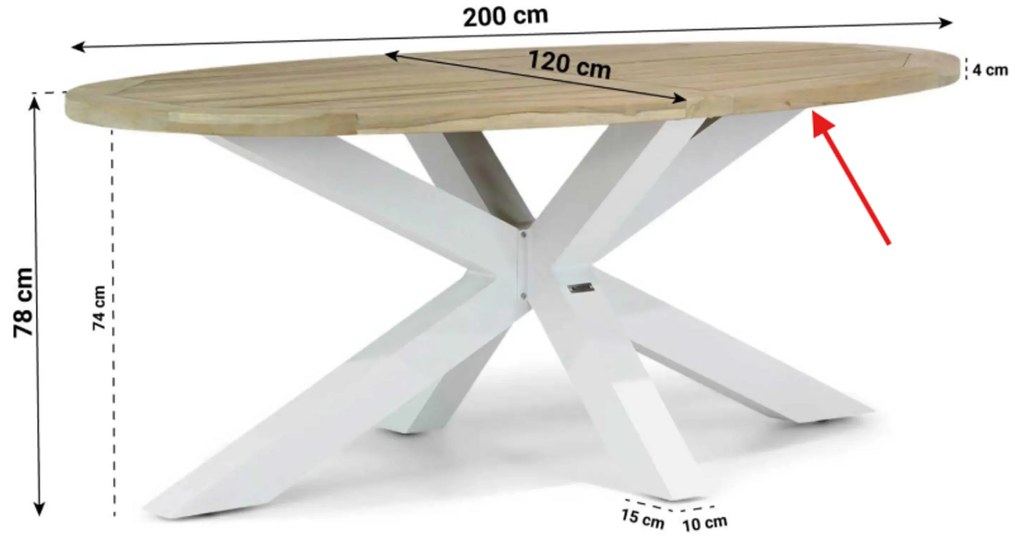 Tuinset 4 personen 200 cm Aluminium/textileen Wit Lifestyle Garden Furniture Fiora/Bradford