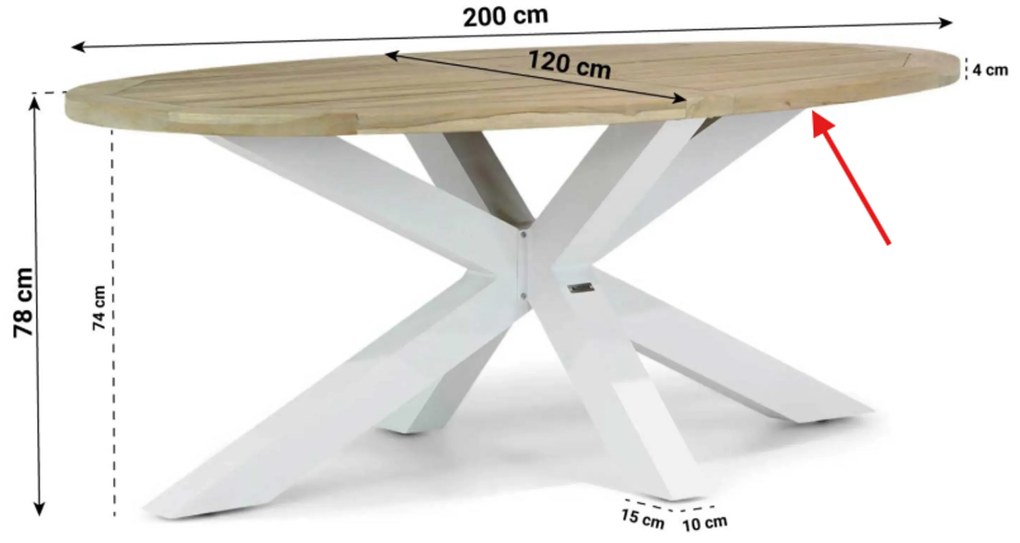 Tuinset 4 personen 200 cm Aluminium Wit Lifestyle Garden Furniture Alessio/Bradford