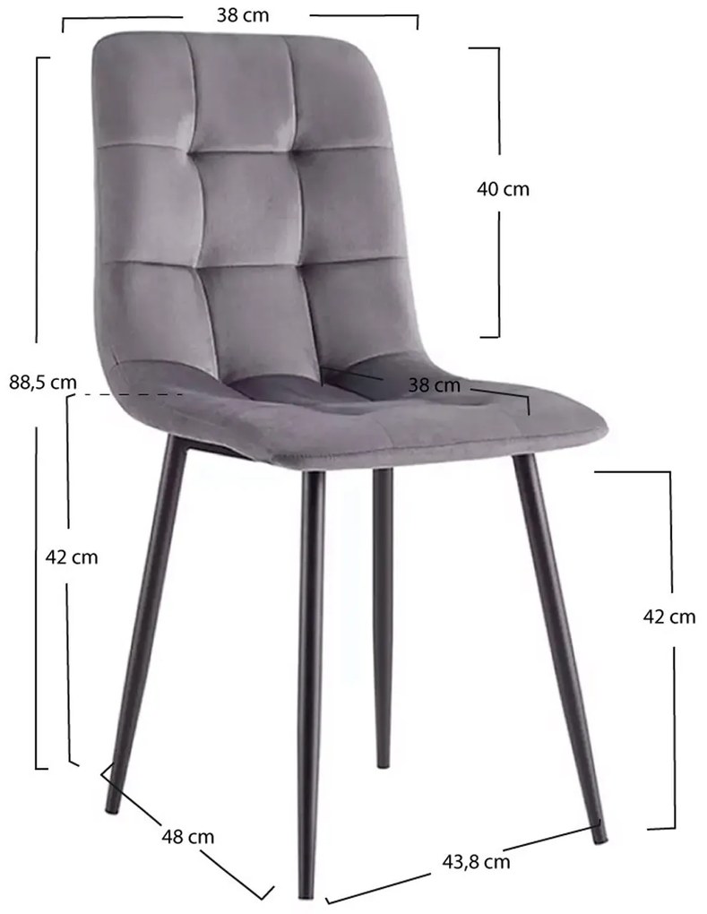 Set 4 Stoelen Stuhl Fluweel