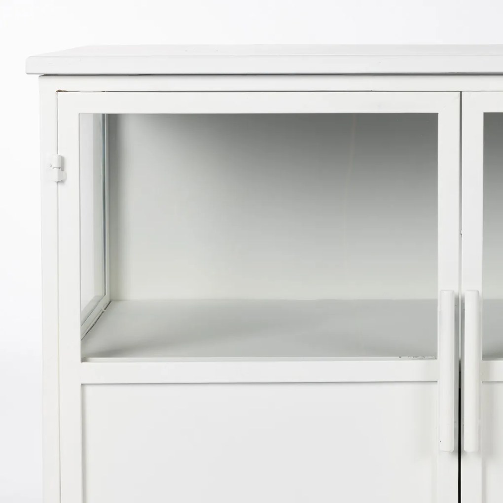 Wit Dressoir Van Ijzer En Glas - 120x35x80cm.