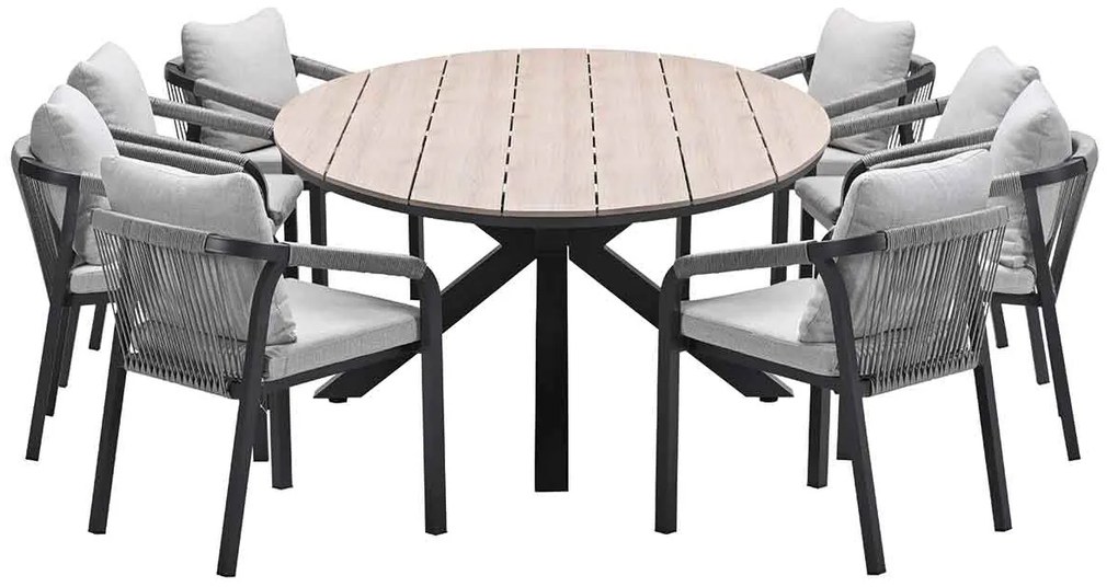 Garden Impressions Tarera tuinset 9-delig - Tulli tuintafel 280x140xH75 cm - light teak vironwood