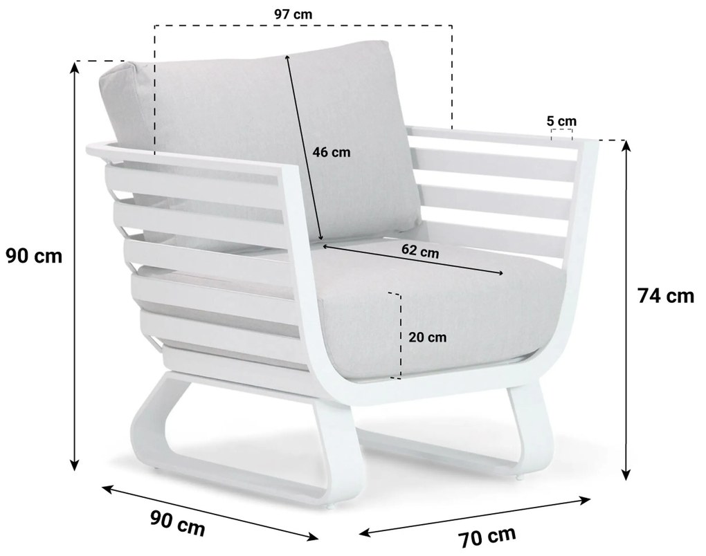 Stoel en Bank Loungeset 4 personen Aluminium Wit  Santika Furniture Santika Sovita