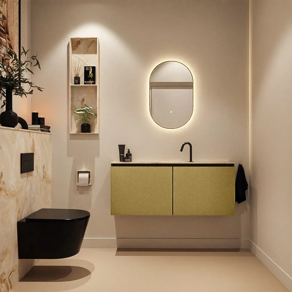 Mondiaz Ture DLux toiletmeubel 120cm oro met wastafel frappe midden met kraangat