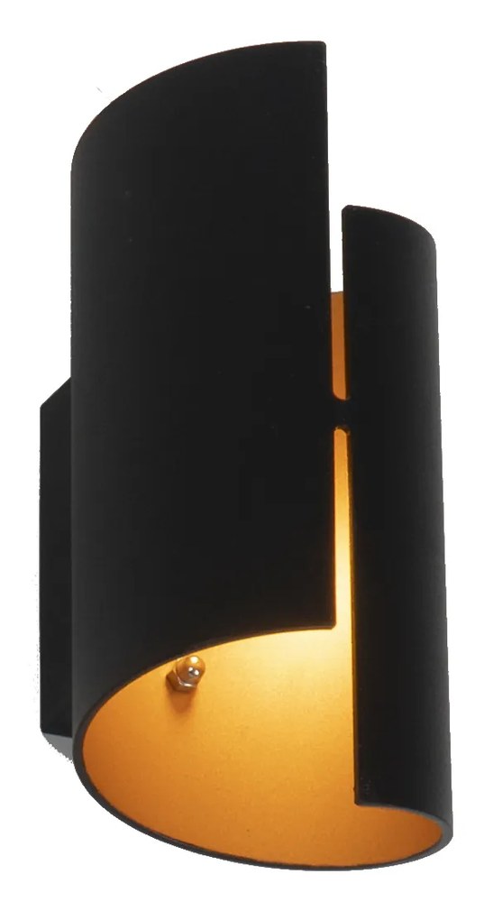 Smart wandlamp zwart met gouden binnenkant incl. Wifi G9 - Faldo