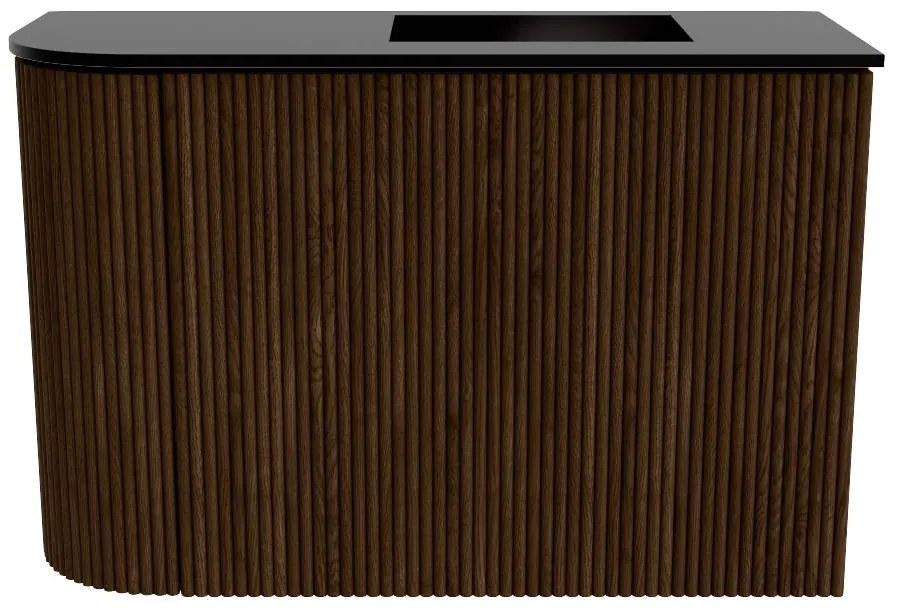 Mondiaz Joya 60cm toiletmeubel ronding links walnut met wastafel faye rechts 1 kraangat urban