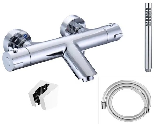 Adema Sparkle 2.0 thermostatische bad-/douchekraan - staafhanddouche en houder - incl. doucheslang - chroom SW696250 / SW496806 / SW496819 / SW496810