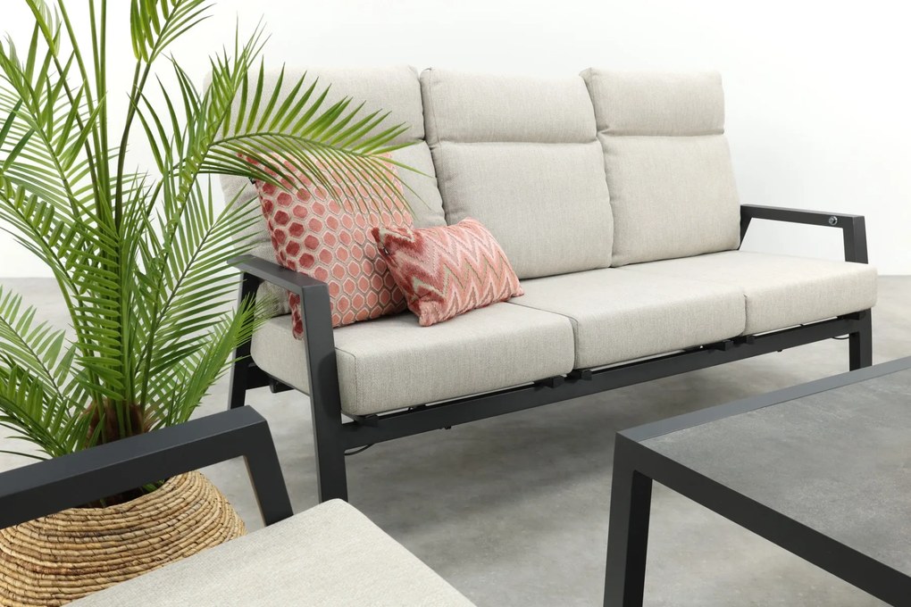 Lagos/Atlanta stoelen & 3-zitsbank loungeset 5-delig verstelbaar - Antraciet