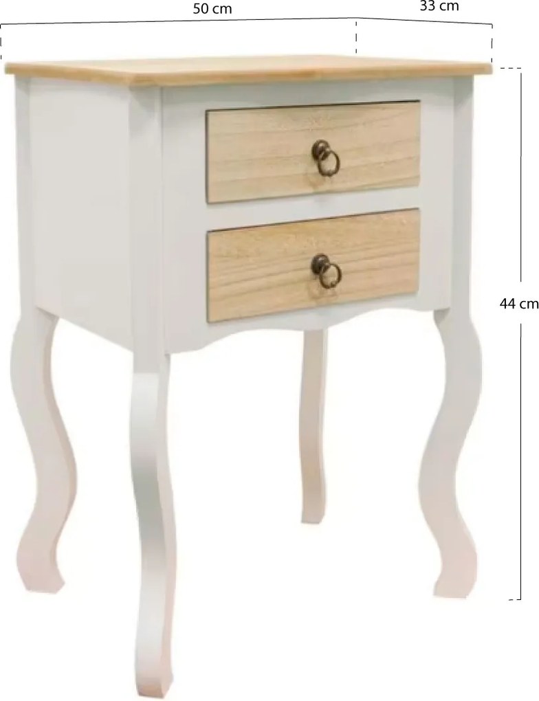 Nachtkastje Cabriole 2 Laden 50 cm