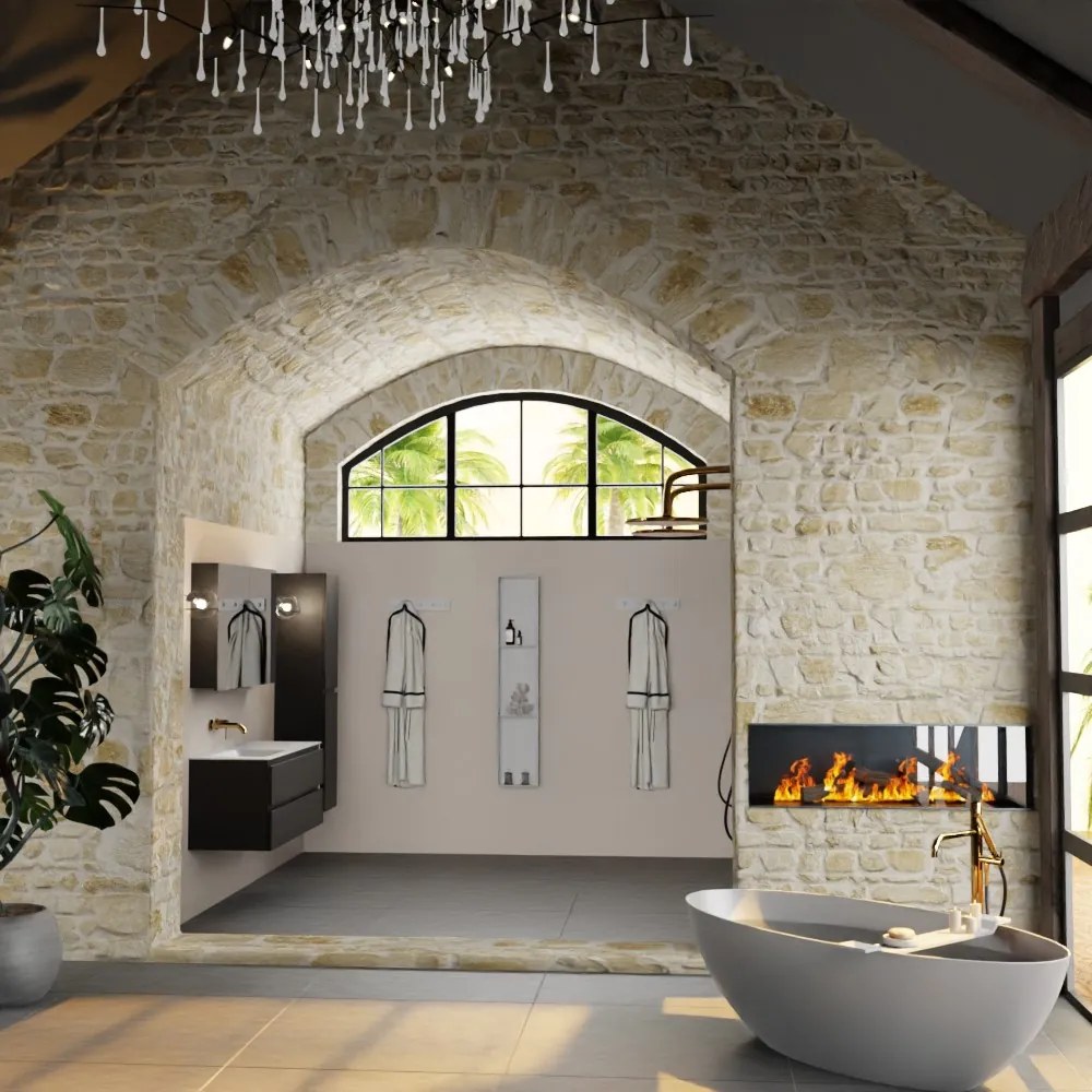 Mondiaz Aivy badmeubel 120cm urban met wastafel solid surface talc links zonder kraangat en spiegelkast