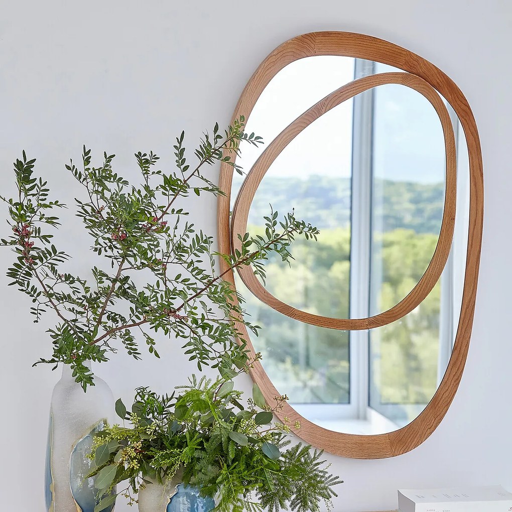 Asymmetrische spiegel, eiken frame H100 cm, Belize