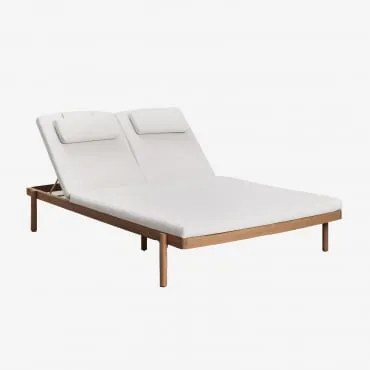 Dubbele Ligstoel In Acaciahout Met Kussen Aderyn Acacia Bruin - Sklum