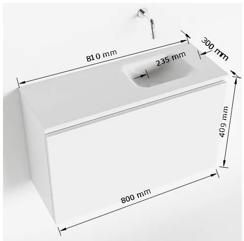 Mondiaz Olan 80cm toiletmeubel talc met wastafel urban rechts 1 kraangat