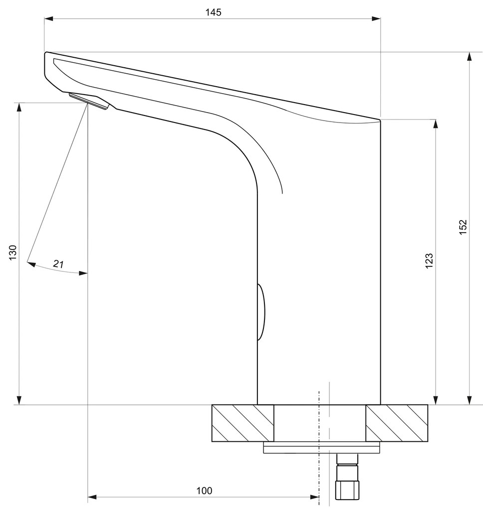 Sapho infrarood wastafelkraan 6V DC chroom