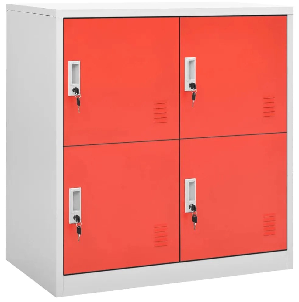 vidaXL Lockerkast 90x45x92,5 cm staal lichtgrijs en rood