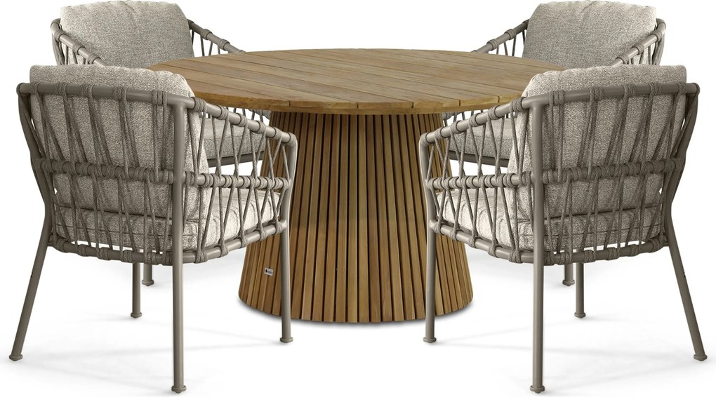 Tuinset 4 personen 140 cm Rope Taupe Santika Furniture Santika
