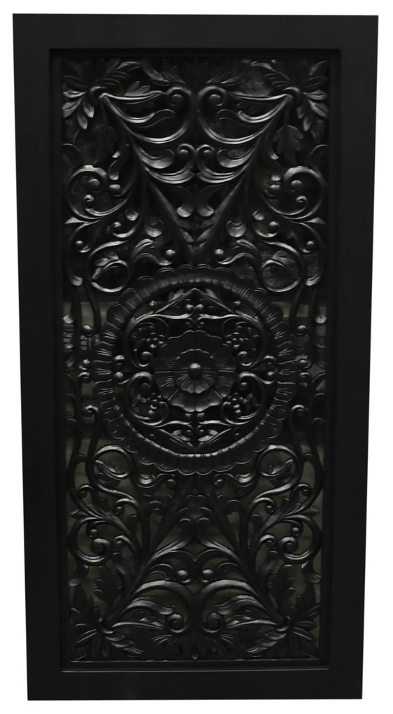Bangkok wandpaneel houtsnijwerk mahonie black 180x90x6 cm