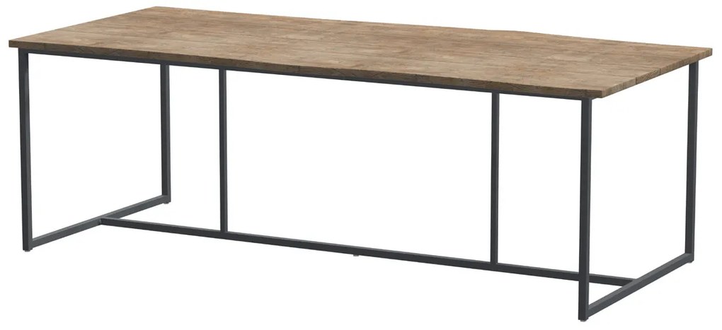 4 Seasons Outdoor Quatro tafel antraciet met Robusto teak blad 220 cm SALE Tuintafel houtkleur weerbestendig