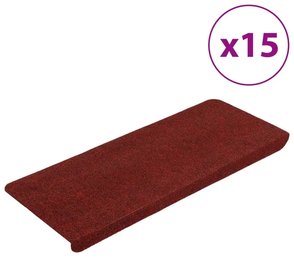 vidaXL Trapmatten zelfklevend 15 st 65x28 cm rood