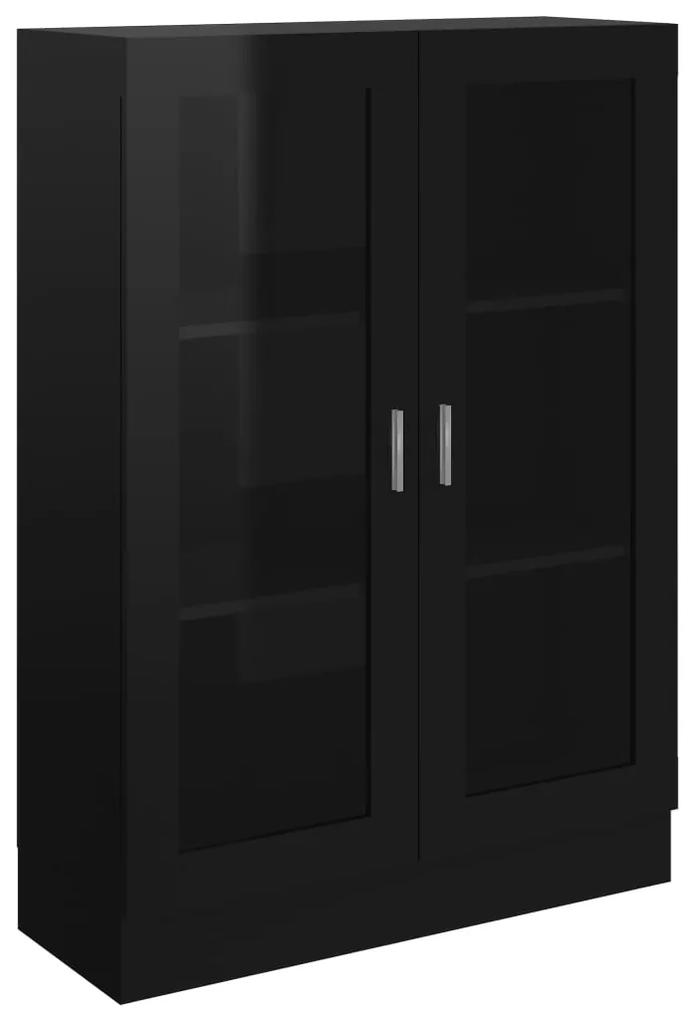 vidaXL Vitrinekast 82,5x30,5x115 cm spaanplaat hoogglans zwart