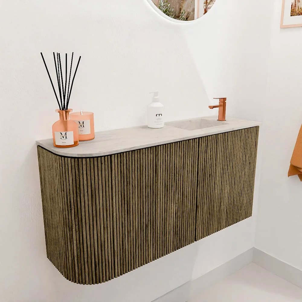 Mondiaz Joya DLux 80cm toiletmeubel ronding links dusk met wastafel faye rechts 1 kraangat ostra