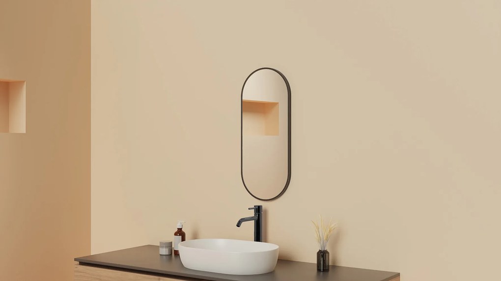 Mueller Ovalis ovale spiegel met lijst 30x70cm gunmetal