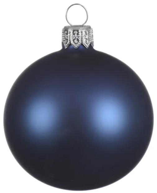 4 Glazen kerstballen mat 10 cm nacht blauw