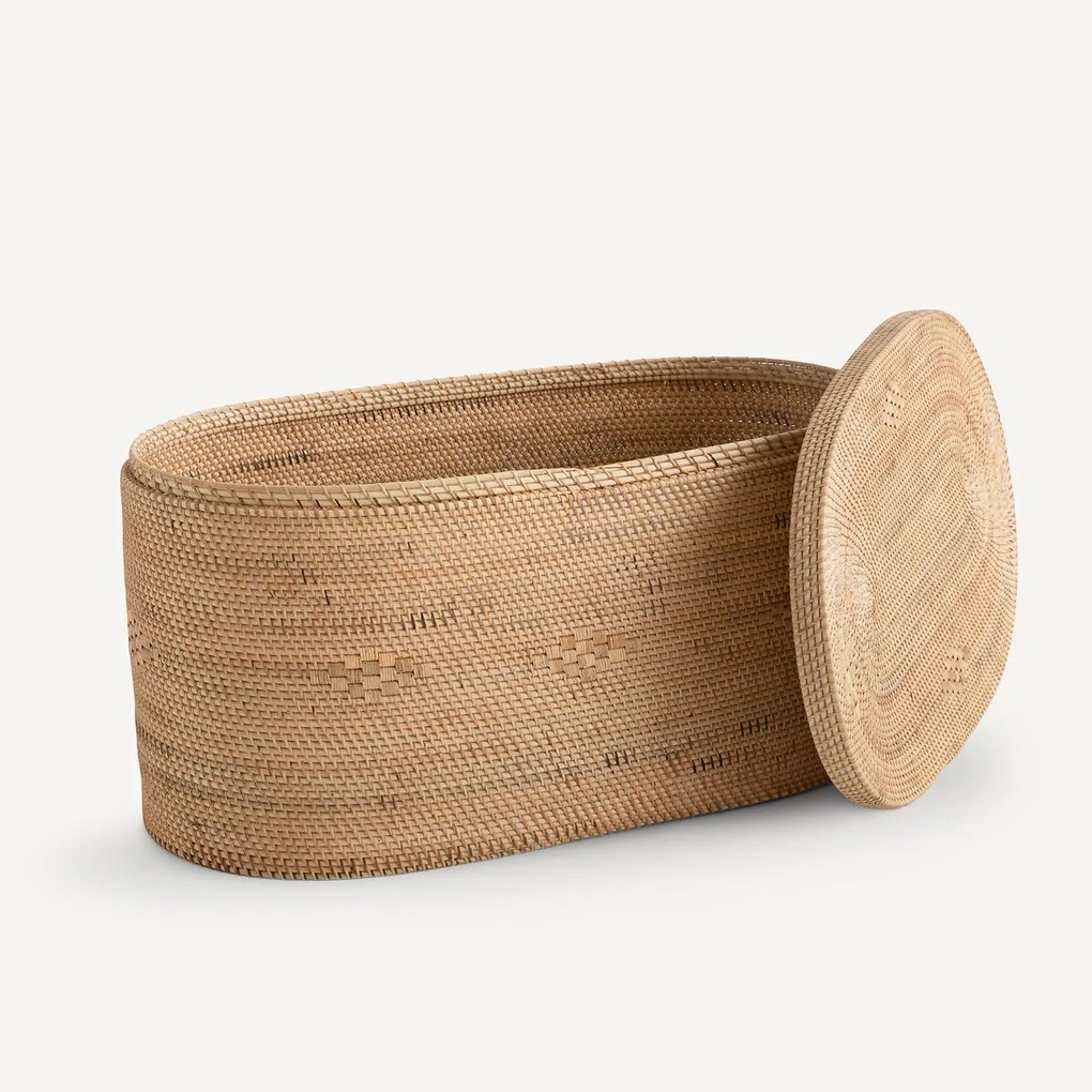 Ovalen koffer, gevlochten rotan, Pantos