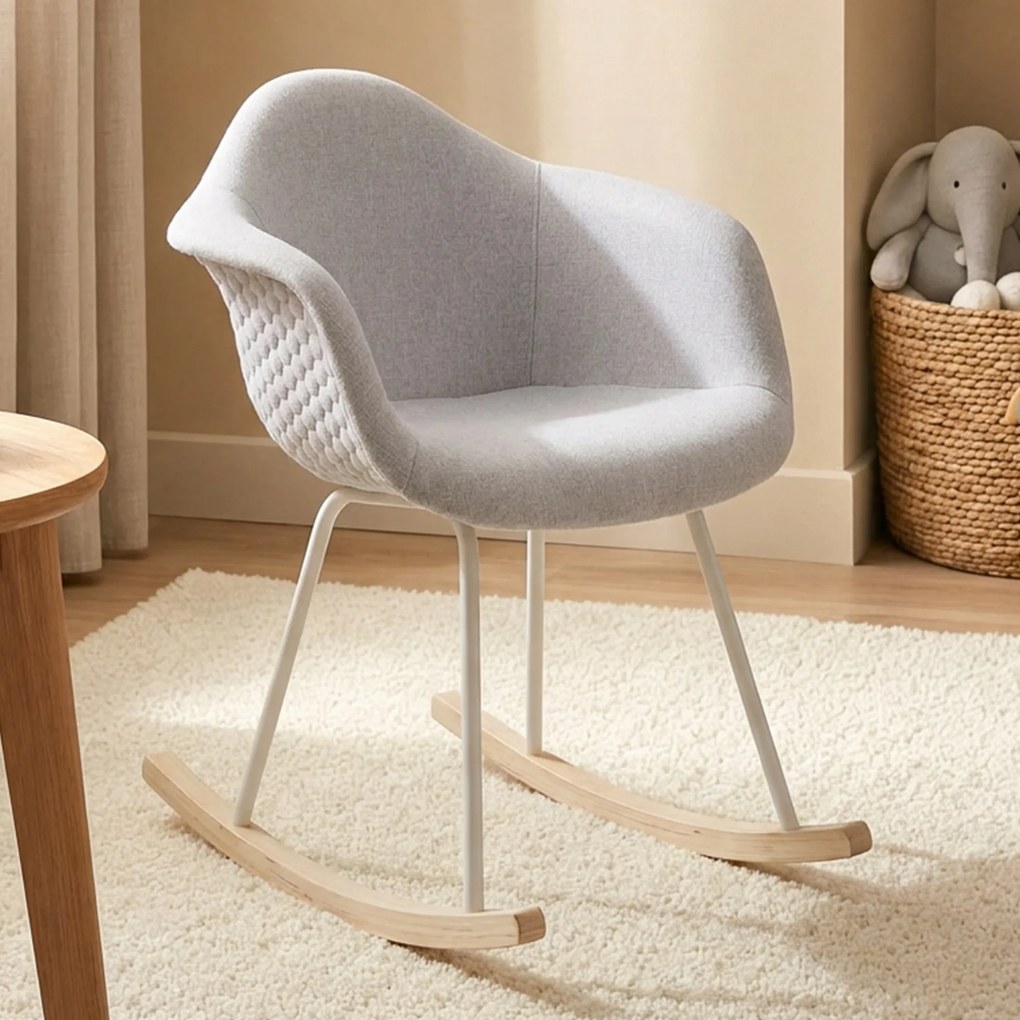 Schommelstoel Quilted Lichtgrijs