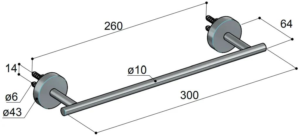 Hotbath Archie handdoekhouder 30cm messing geborsteld PVD