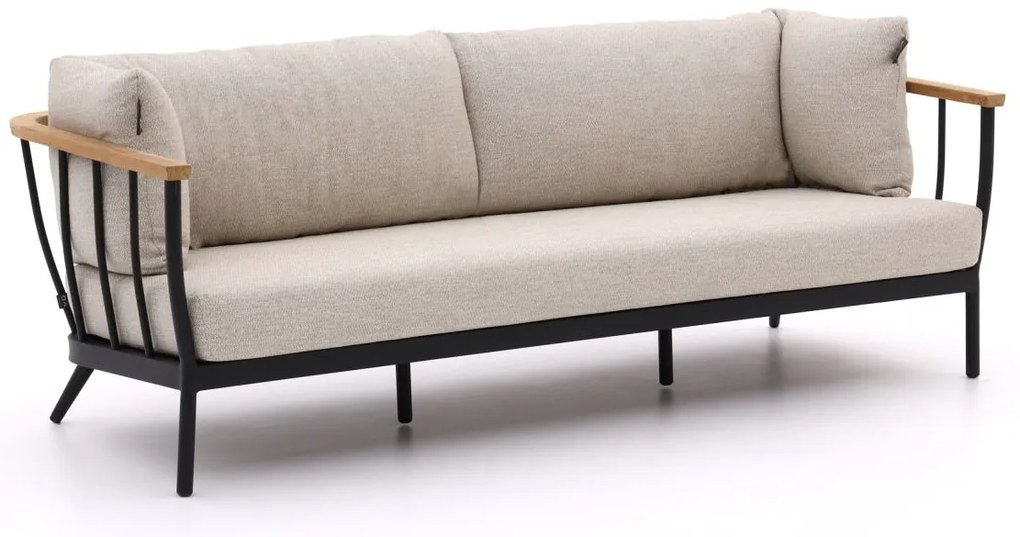 Loungebank Tuin Apple Bee  | Aluminium | 3 personen | Tuinbank Natural Teak/Beige/Zwart | 217cm | Incl. kussens | Kees Smit Tuinmeubelen
